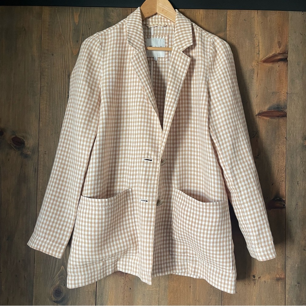 Madewell Linen Dorset Blazer in Gingham Check